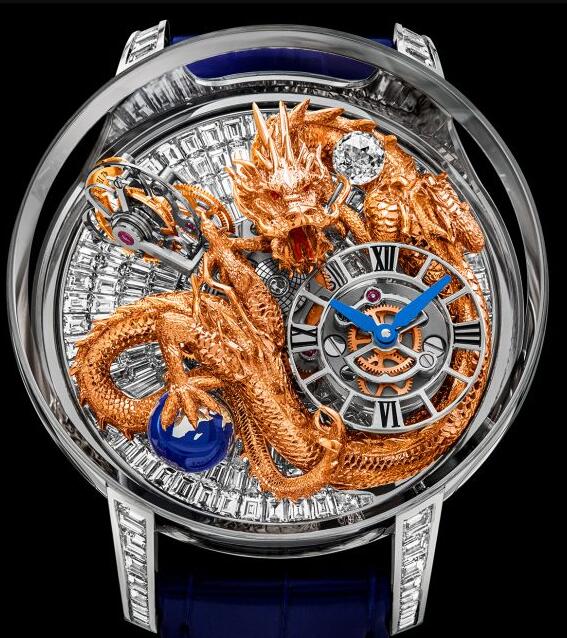 Review Jacob & Co ASTRONOMIA ART DRAGON WHITE GOLD BAGUETTE AT812.30.DR.UA.ABALA Replica watch